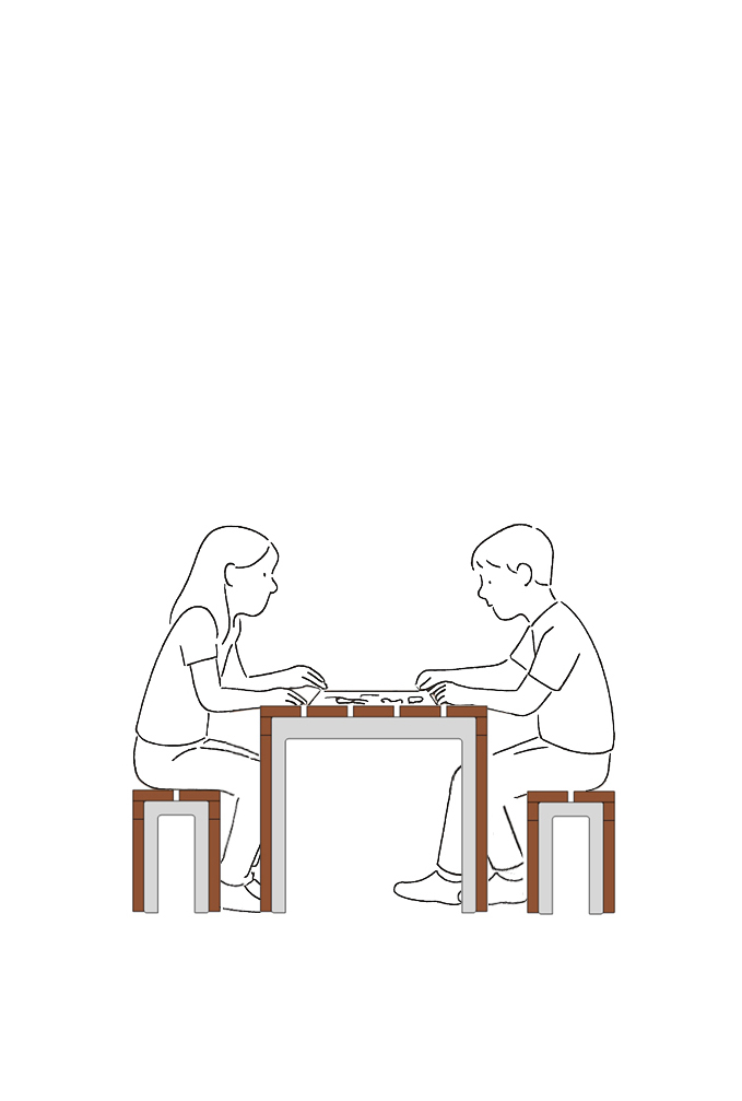 Ensemble table pique-nique enfant et banquettes en bois, PMR