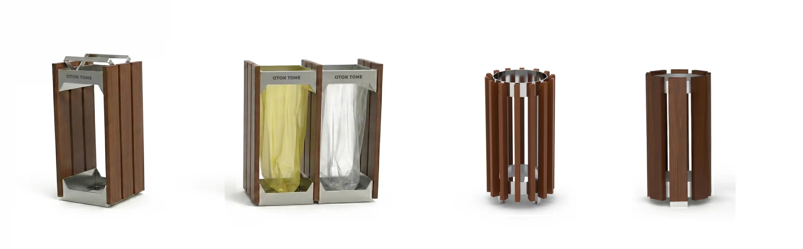 Corbeilles de propreté en bois et inox